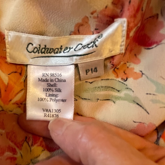 COLDWATER CREEK Dress Size 14P Soft Floral Silk Chiffon Feminine Romantic Spring - Picture 6 of 9